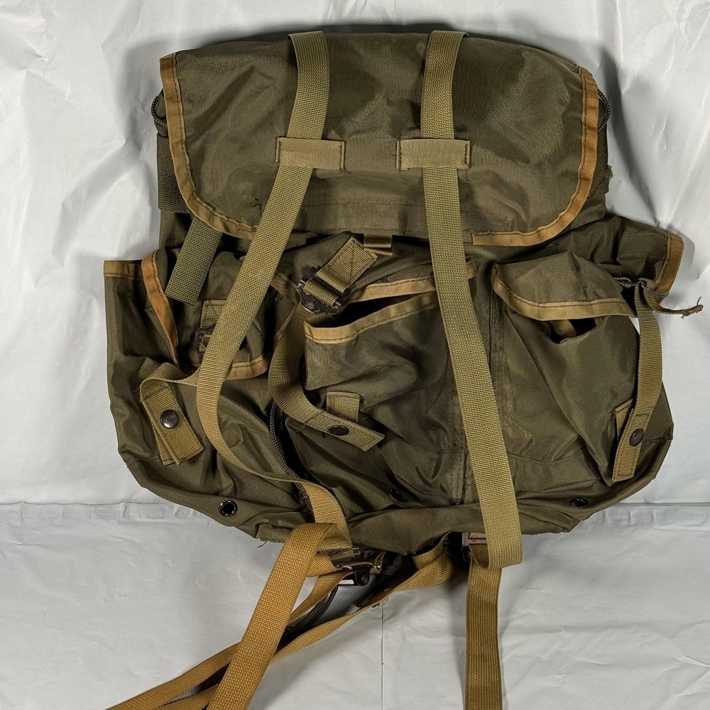 Vintage Green Military Backpack Rucksack Hiking Shoulder Bag Nylon One Size